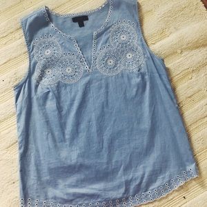 JCrew Sleeveless Periwinkle Top w/Scalloped Hem